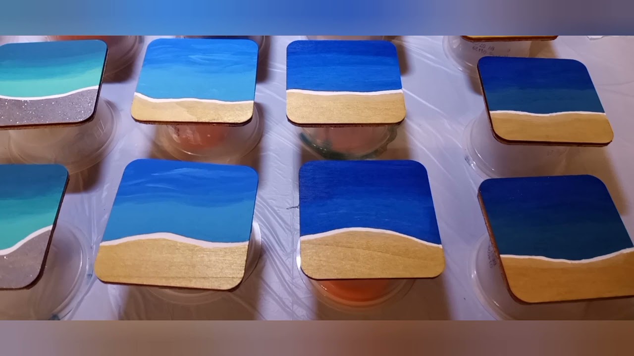 Portavasos Vista Marina cubiertos con Resina Epóxica, Base de Madera 🏝🌊