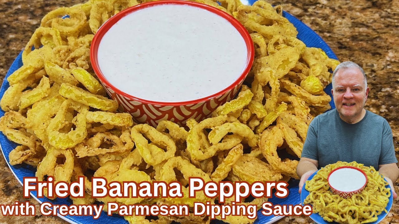Fried Banana Peppers with Creamy Parmesan Dipping Sauce-A Crispy, Crunchy Appetizer Everyone Loves!