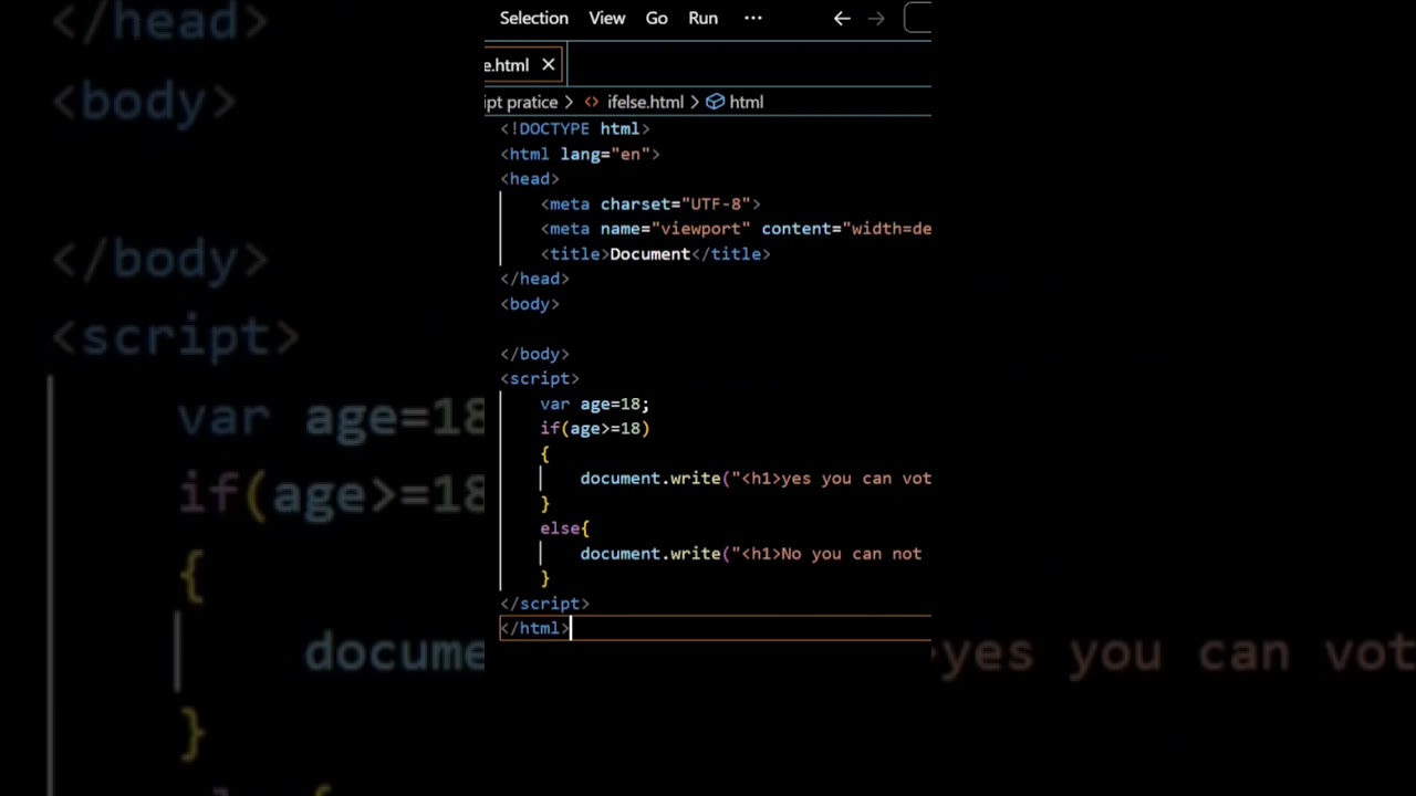 if else program...!! javascript!! voting program...||#codewithrc #trending #youtubeshorts #viral