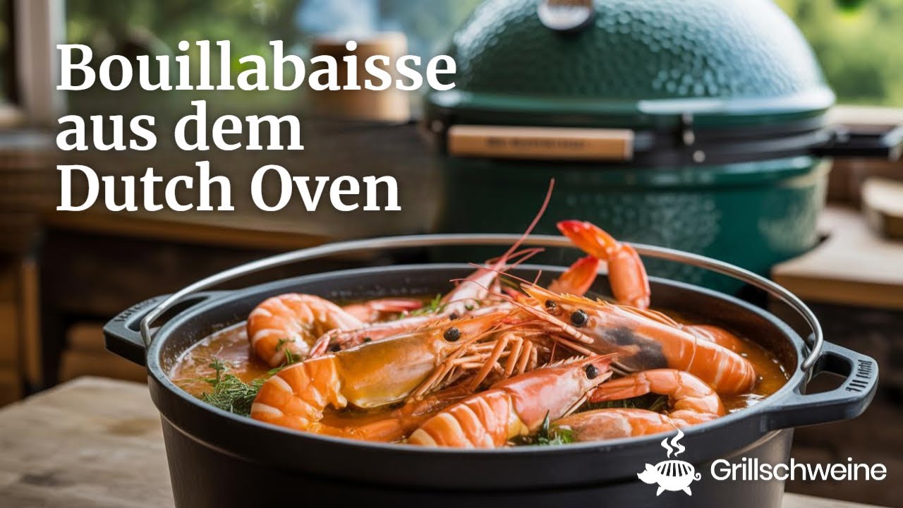 Bouillabaisse aus dem Dutch Oven - Fisch, Garnelen, Big Green Egg, Lachs, #biggreenegg #dutchoven