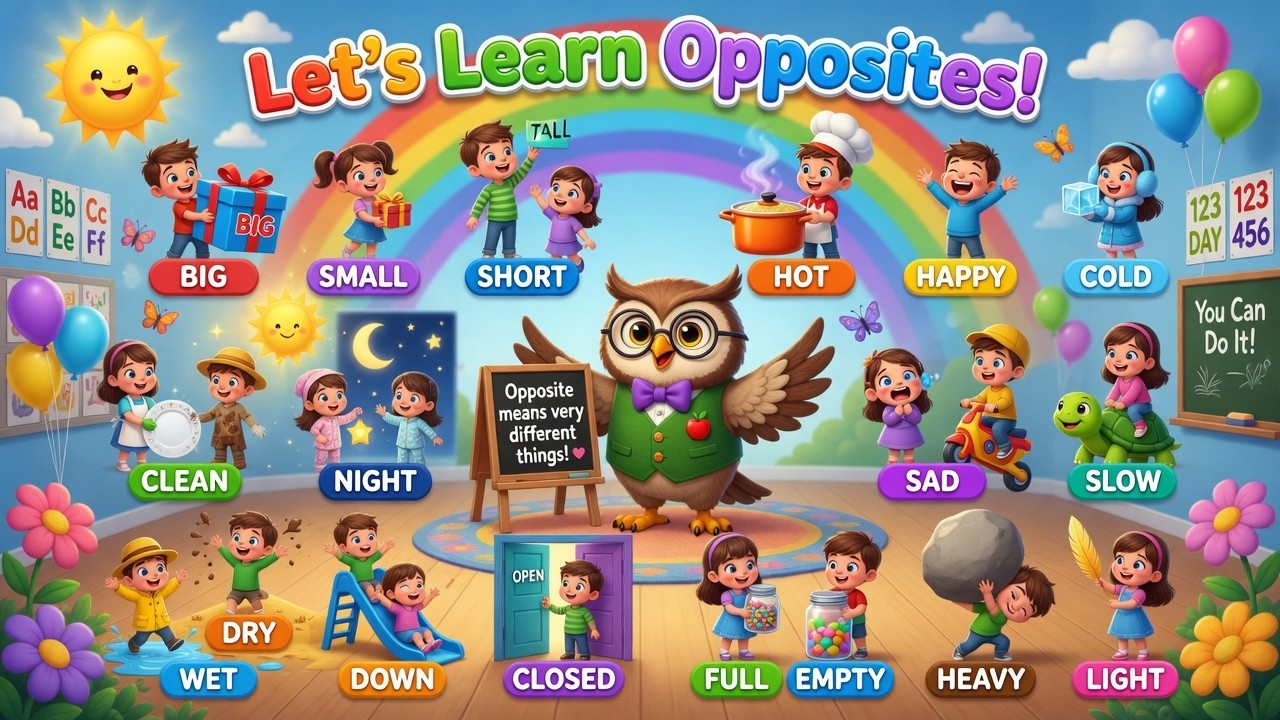 Opposite Words for Kids | Learn Easy Opposites | Fun Learning Video