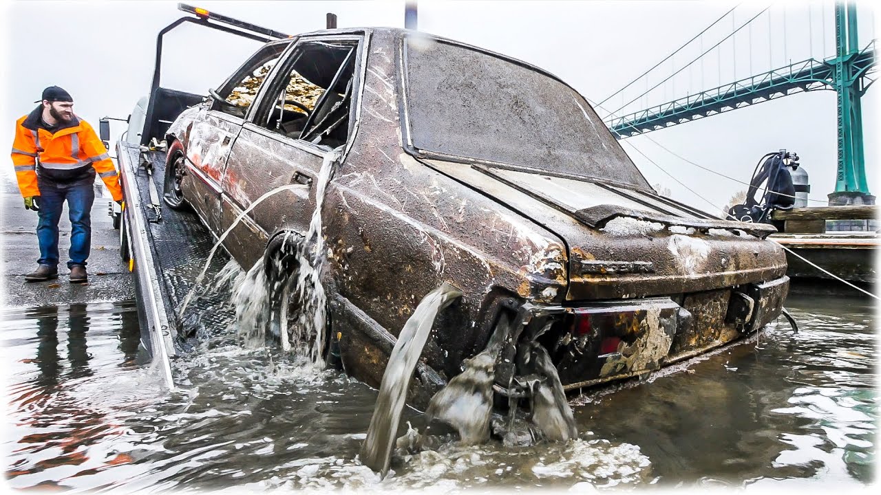CAR FOUND SHOT w/BULLET HOLES Dumped 30' Underwater in River!