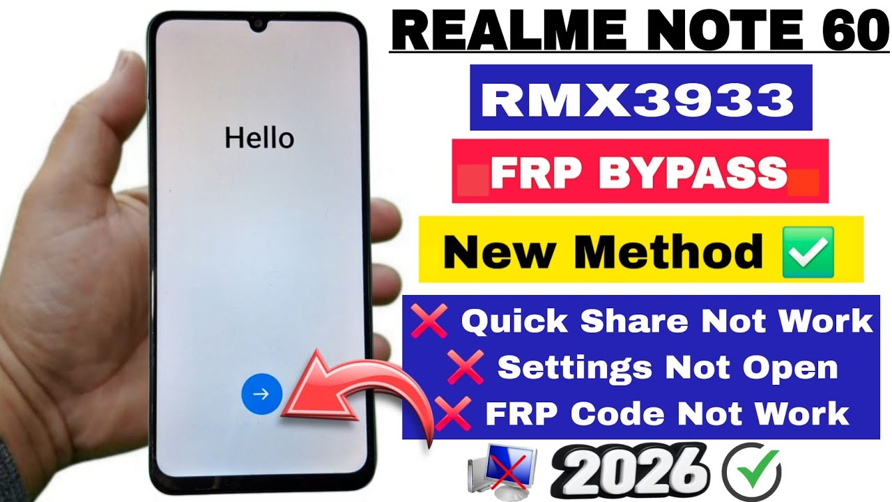 Realme Note 60 : Google/FRP Bypass 2026 | ANDROID 14 Without PC | No Share Option | No Settings