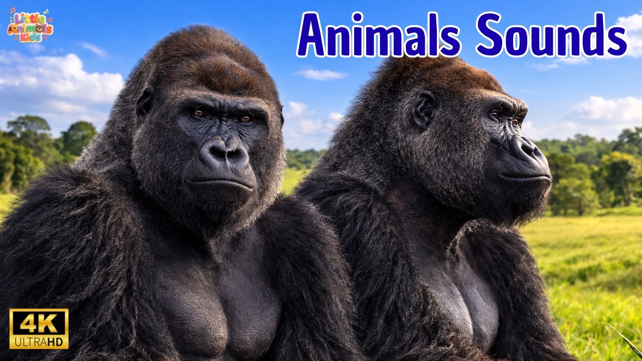 Learn 20 Animal Sounds for Kids | Gorilla, Frog, Monkey, Cow & More | Little Animals Kids