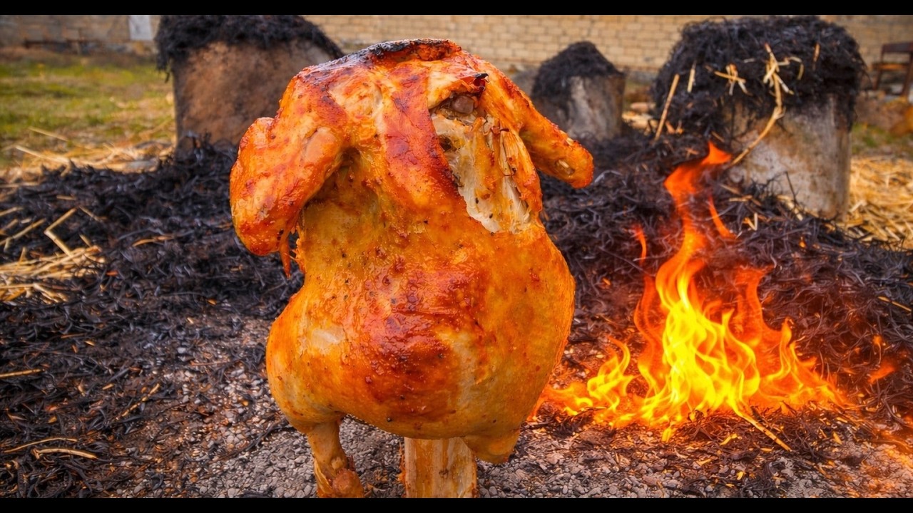 Epic Whole Chicken Roasted Under Fire – Caesar Salad Surprise!