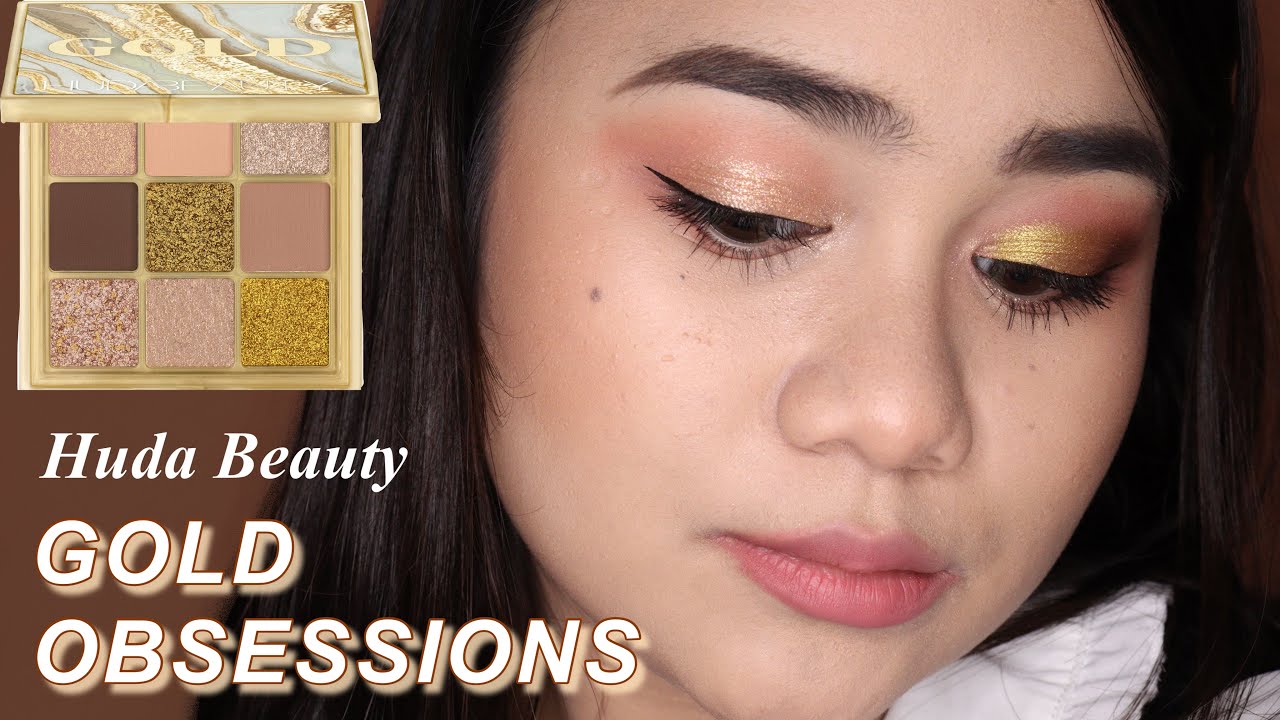 GOLD OBSESSIONS PALETTE HUDA BEAUTY LIMITED EDITION EXCLUSIVE TO CULT BEAUTY | SWATCHES AND DEMO ♡