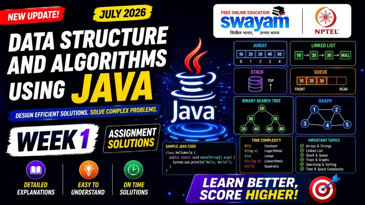 Data Structure and Algorithms using Java Week 1 Assignment Answers 2026 | NPTEL July 2026 | 100%