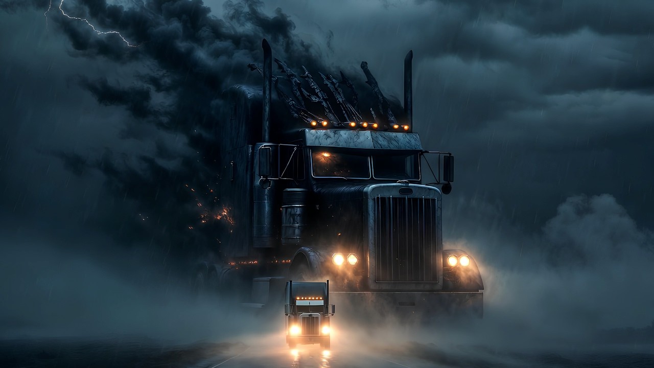 The Interstate Ghost -  is a dark Americana tale about a trucker driving through a stormy