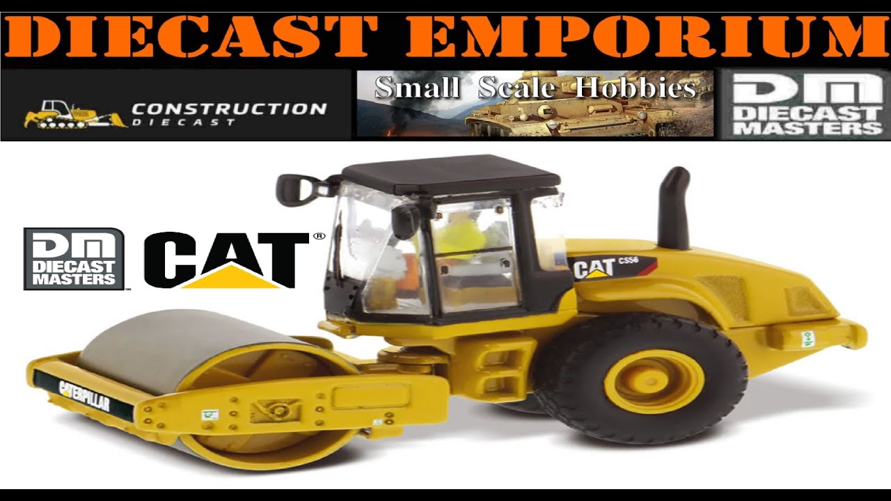 1:87 Scale Diecast Masters CAT CS56 Smooth Drum Soil Compactor Unboxing & Review