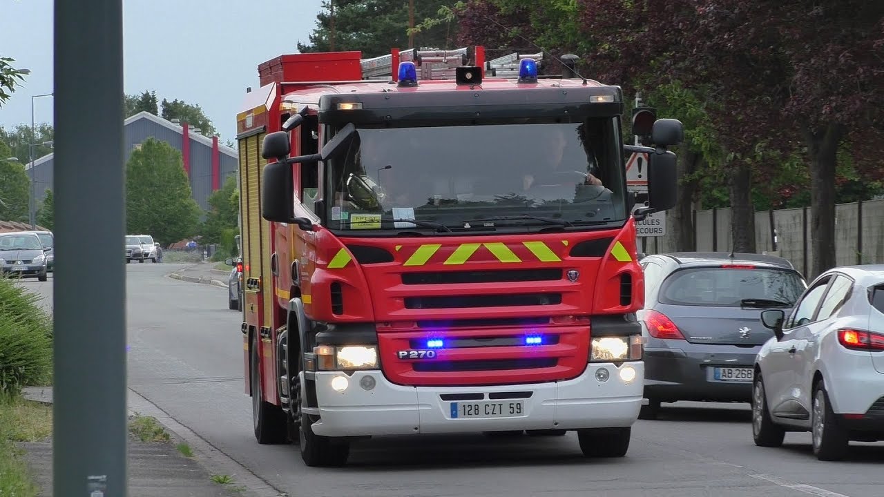 D&eacute;part du FPT 01 Sapeurs-Pompiers CIS de Lomme SDIS 59 Lille (France)