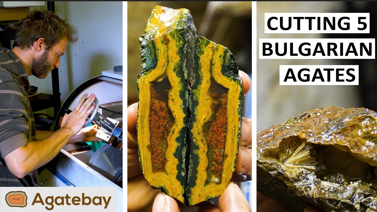 Let's CUT 5 very different Bulgarian AGATES!  -4K-