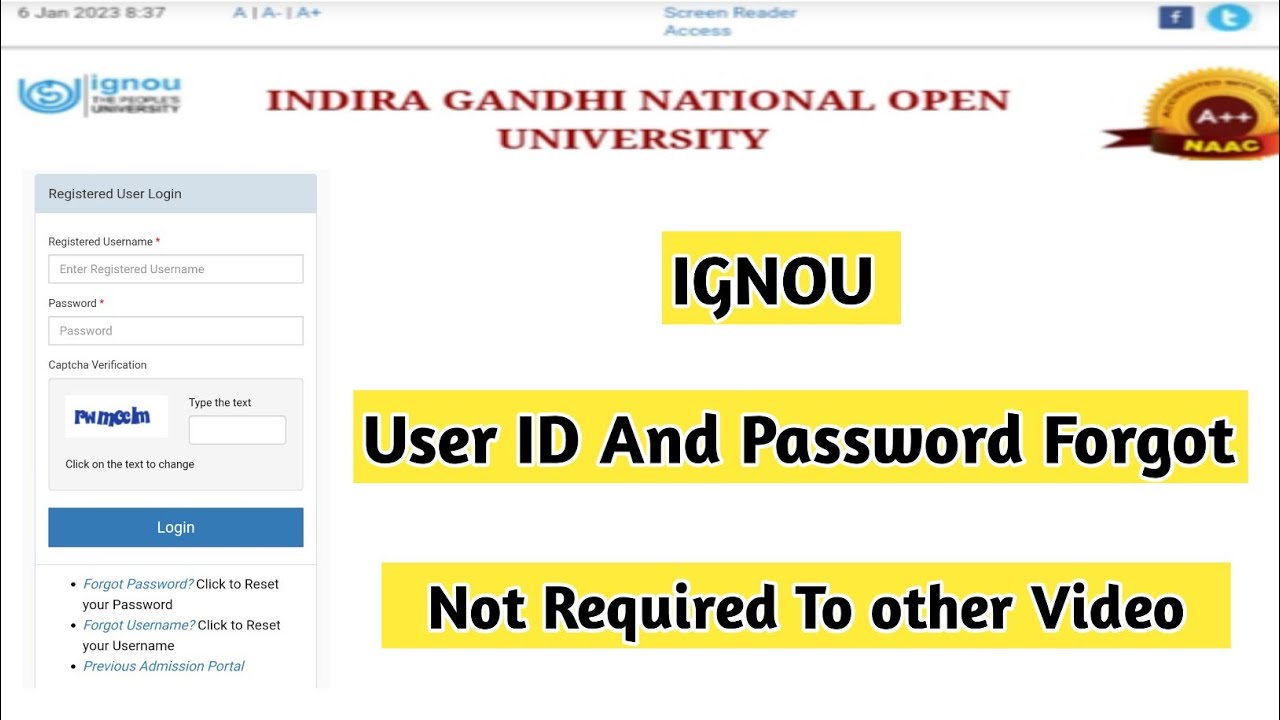 Ignou User Id And Password Forgot | Mister Ignou #ignou #admissionlastdate