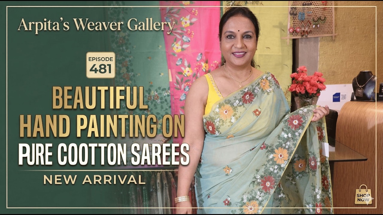 BEAUTIFUL HAND PAINTING ON PURE COTTON SAREES || NEW ARRIVAL || Epi-481 || #ARPITASWEAVERGALLERY