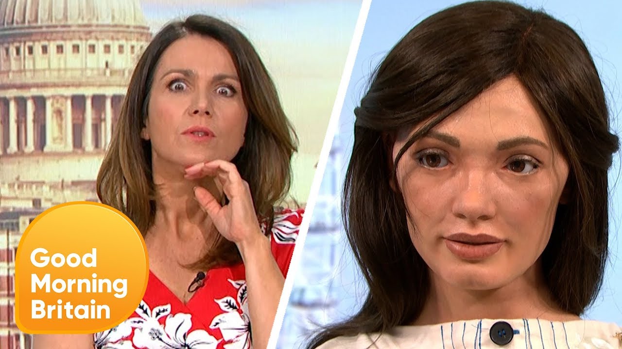 Ai-Da the Artistic Robot Draws a Portrait of Piers | Good Morning Britain