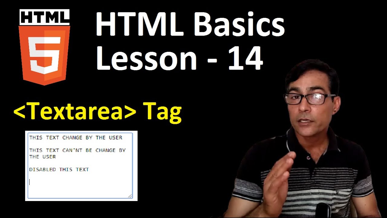 Textarea tag in HTML in hindi | HTML Basics lesson - 14 | full explain Textarea tag (CC)