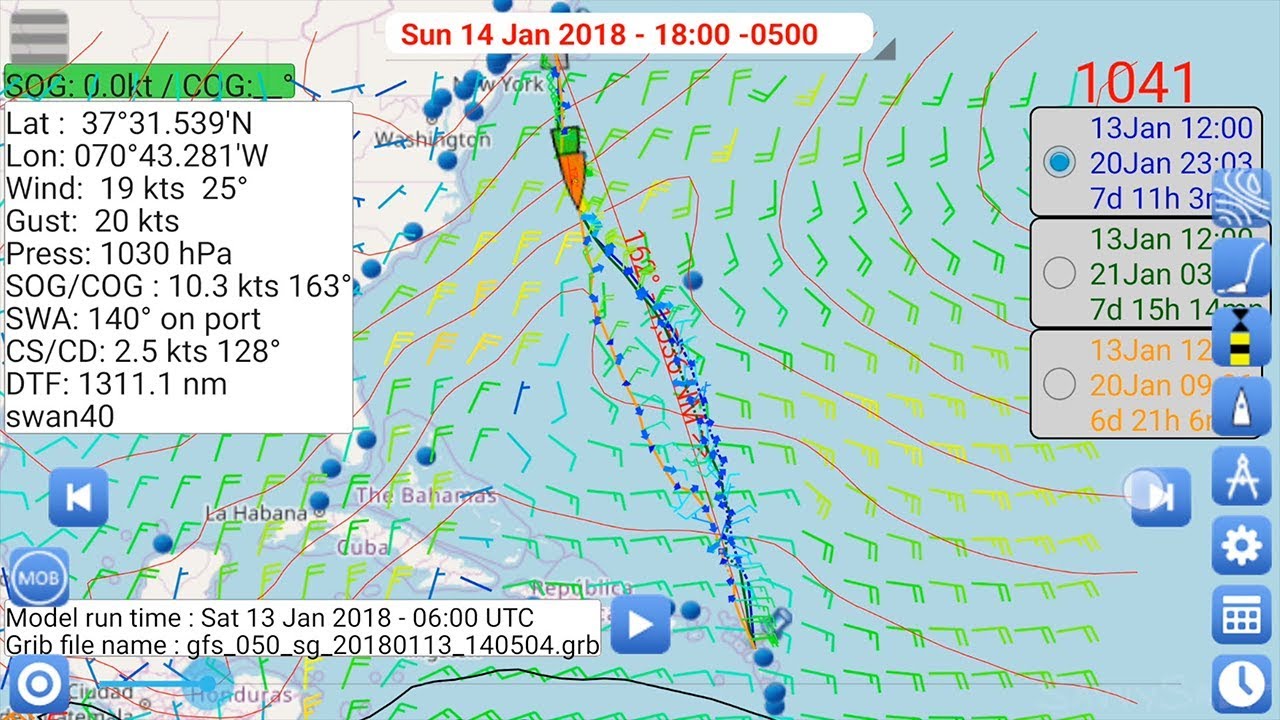 Offshore Weather Routing using just your Android Phone: GRIBs and Polars!