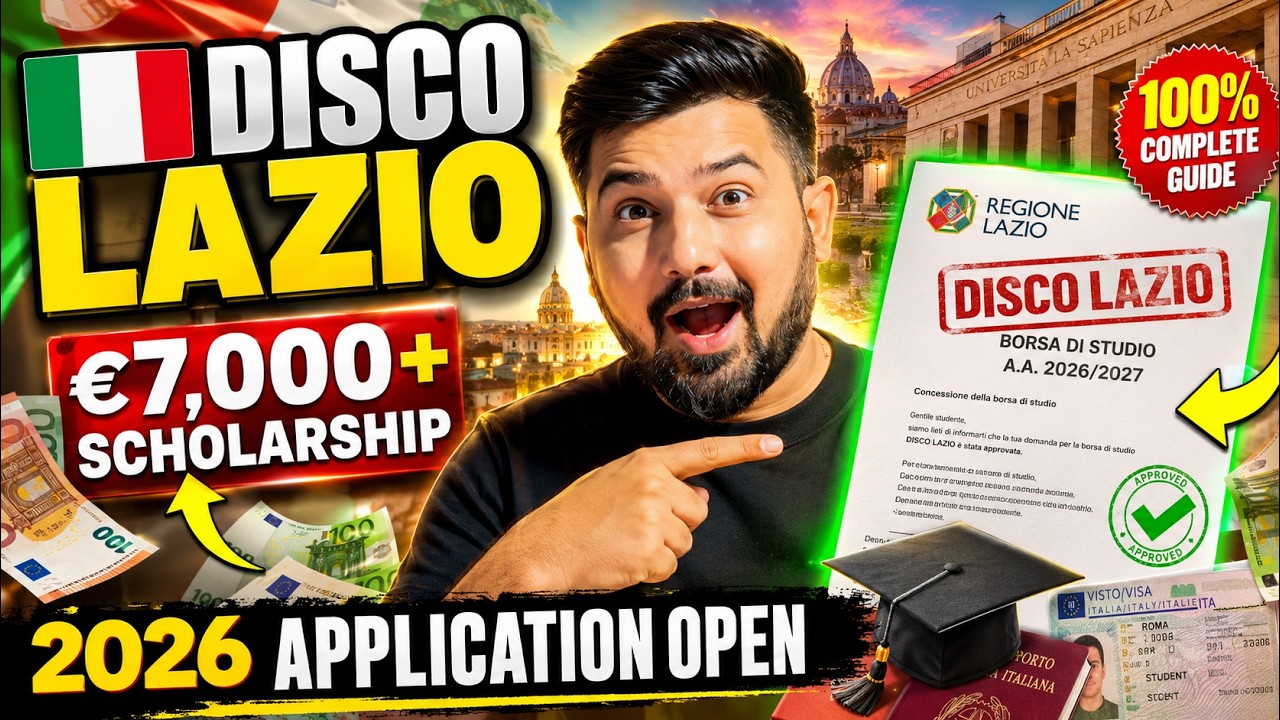 DISCO LAZIO Scholarship 2026 | &euro;7,000+ Scholarship | Complete Application Guide | Italy Study Visa