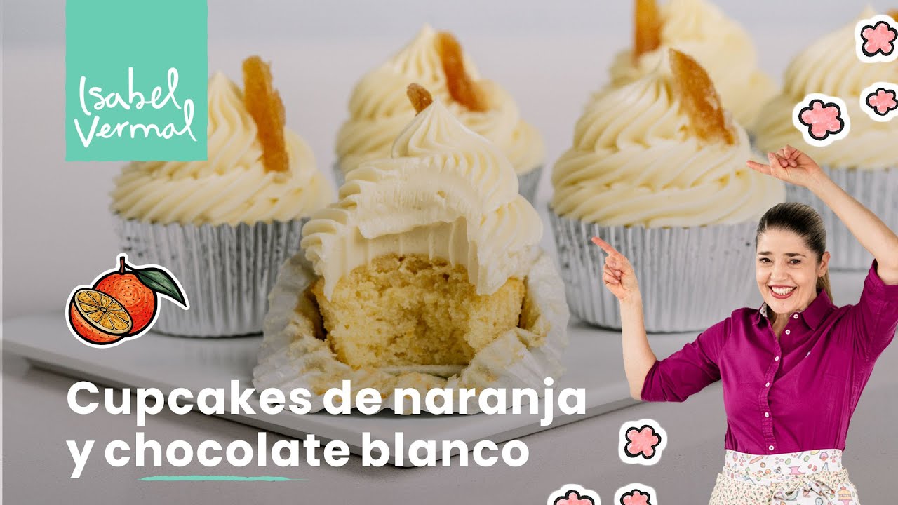 Cupcakes de naranja y chocolate blanco