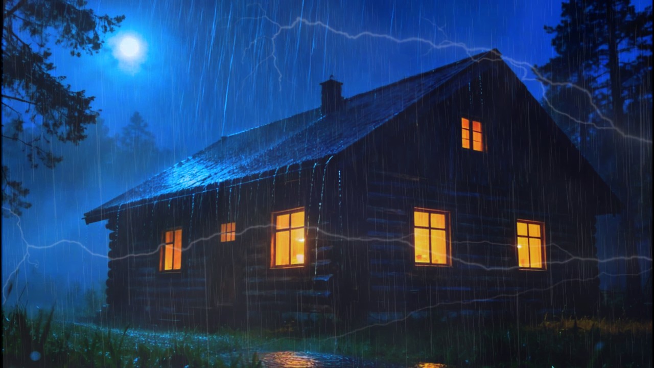 Night Rain on Cabin Roof 🌙 ASMR Rain Sounds for Deep Sleep