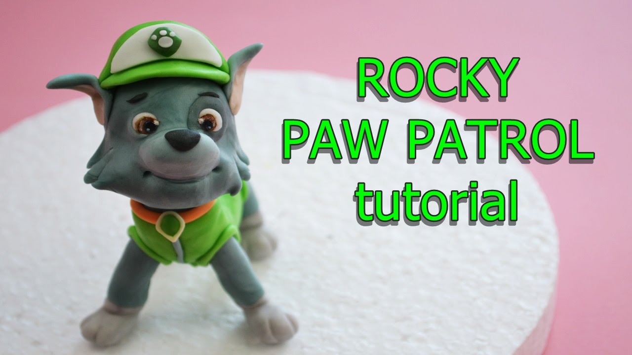 how to make rocky paw patrol cake topper fondant - tutorial cane in pasta di zucchero per torta