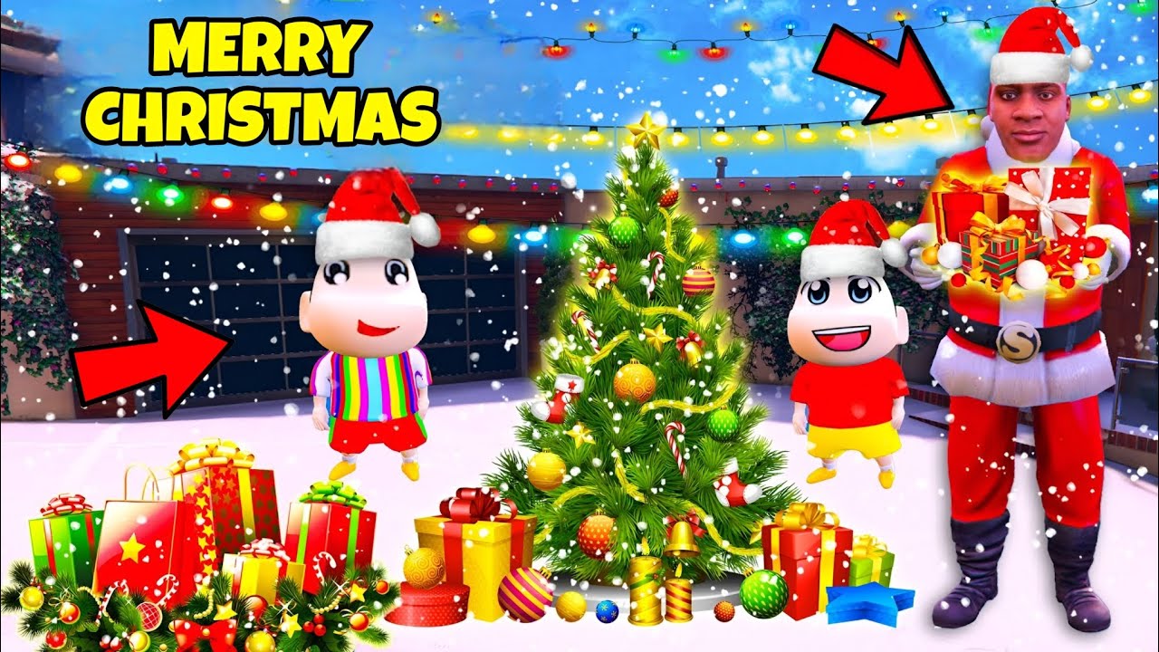 GTA 5 : FRANKLIN, SHINCHAN AND PINCHAN CELEBRATING CHRISTMAS 🌲🎁🎅