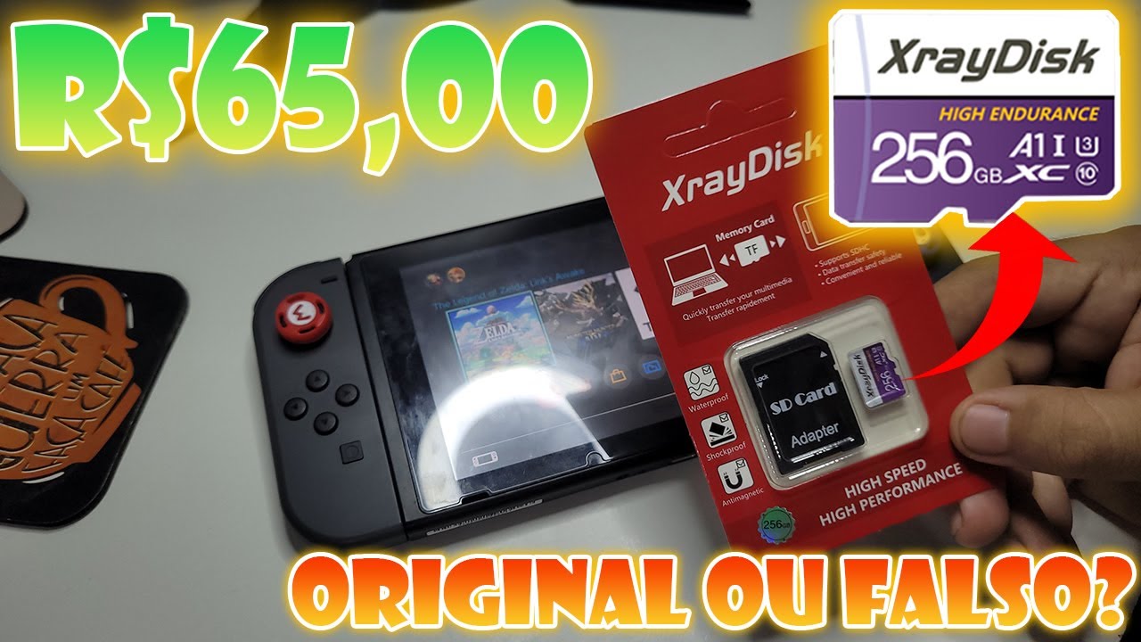 Uboxing & Review - Testei Cartão SD da XrayDisk é falso? Unboxing e teste no Nintendo Switch!!!