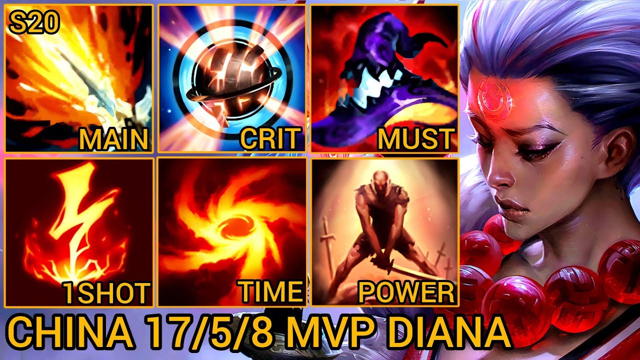 Diana MVP Jungle S Rating 17/5/8 - China Wild Rift New Meta Build & Runes By Tiarty