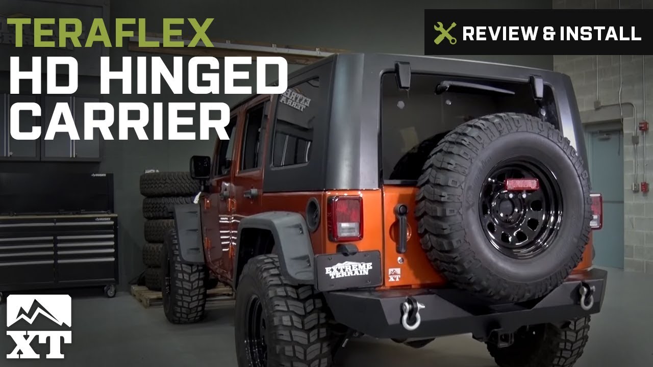 Jeep Wrangler Teraflex HD Hinged Carrier w/ Adjustable Tire Mount (2007-2017 JK) Review & Install
