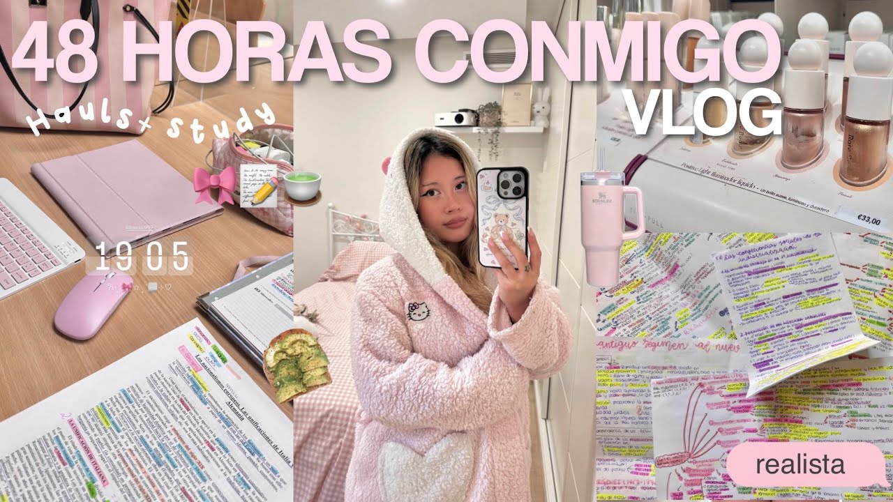 ♡VLOG: 48h conmigo🎀 *realista* (exámenes, grwm, estudio, compras + haul, cita…) 🪩✨˚˖𓍢ִ໋❀