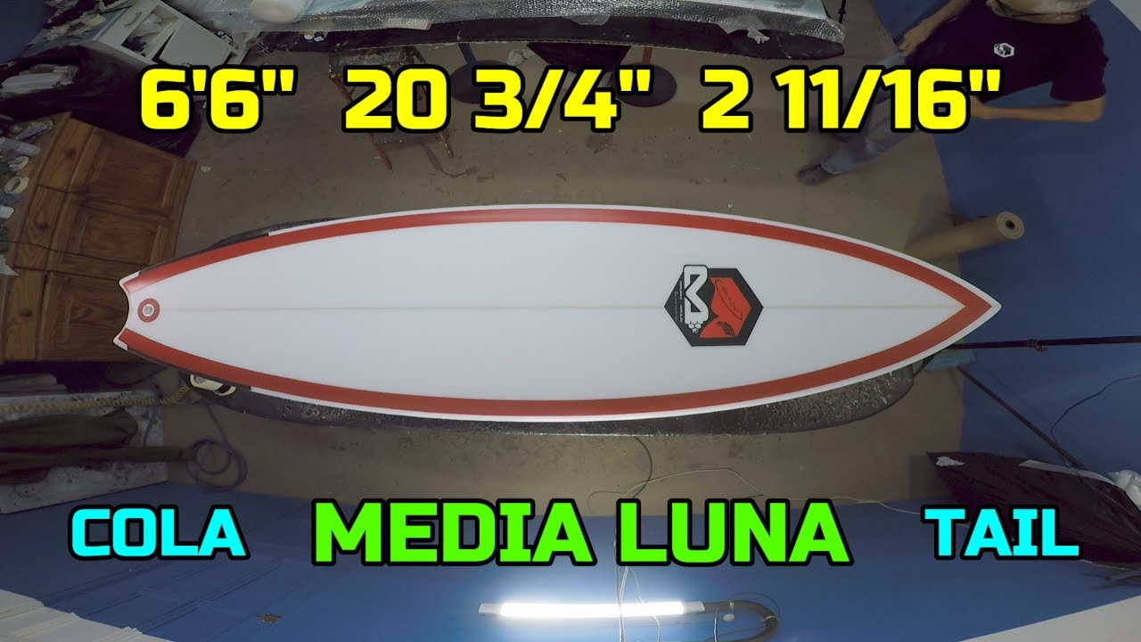 TABLA DE SURF 6'6' 20 3/4'' 2 11/16'' COLA MEDIA LUNA TAIL