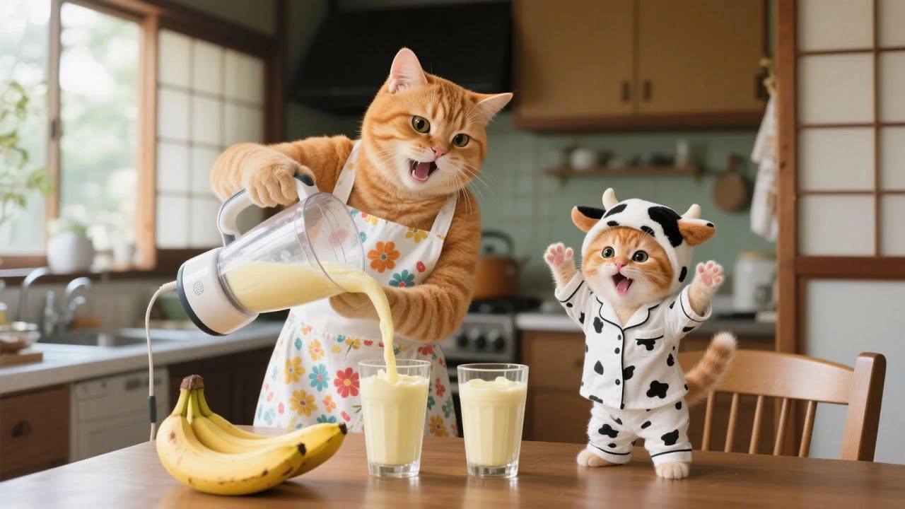 Ginger and Mama Cat Make Yummy Dishes from Bananas 🍌💛🐱 | Funny Cat Videos