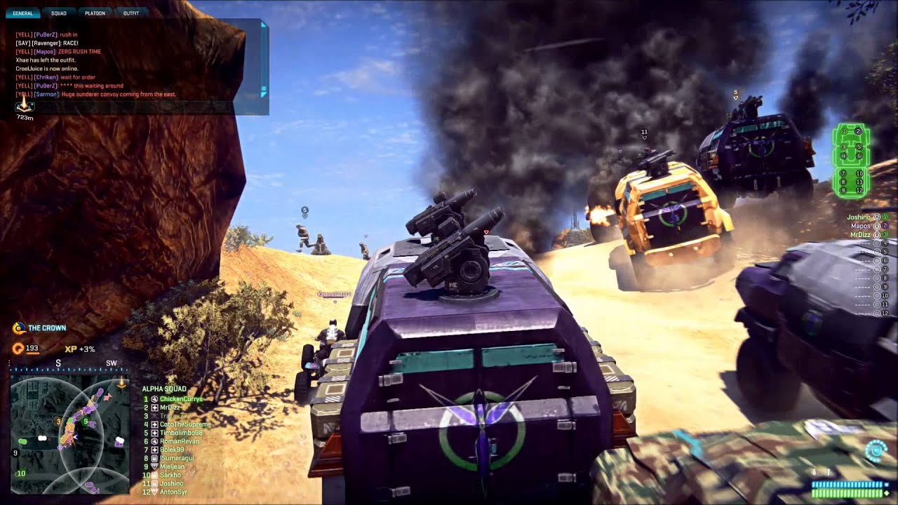 Hippo Herd - Huge Sunderer assault on the crown | Planetside 2 Derp