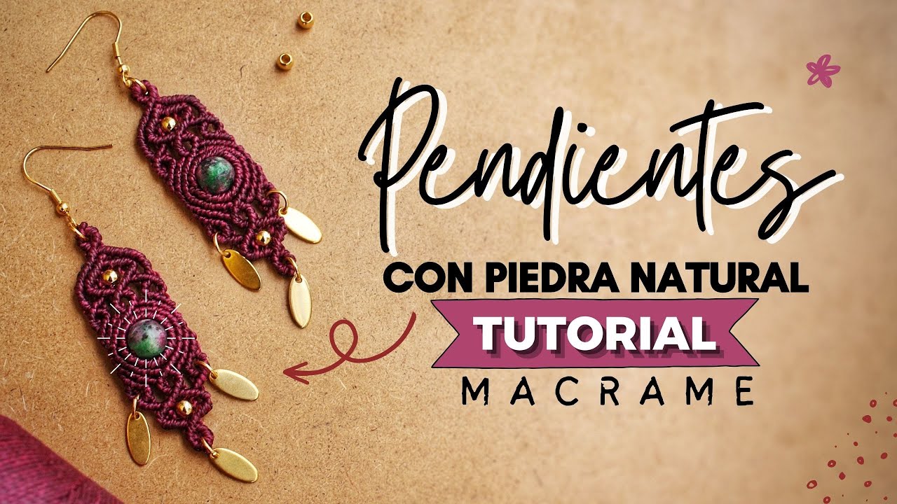 🔰 PENDIENTES DE MACRAME CON PIEDRA ENGARZADA 🧵 Pendientes de hilo #14 | DIY Easy Macrame Earrings