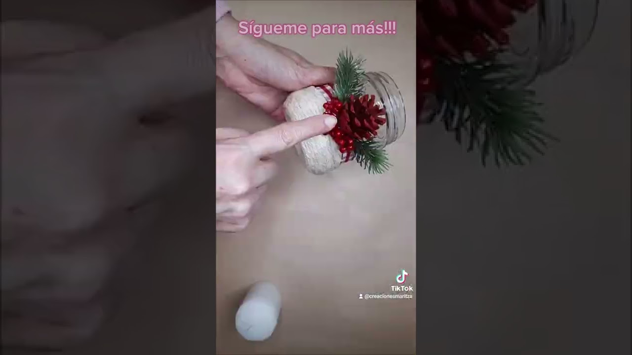 Portavela navide&ntilde;o reciclando frasco de vidrio!