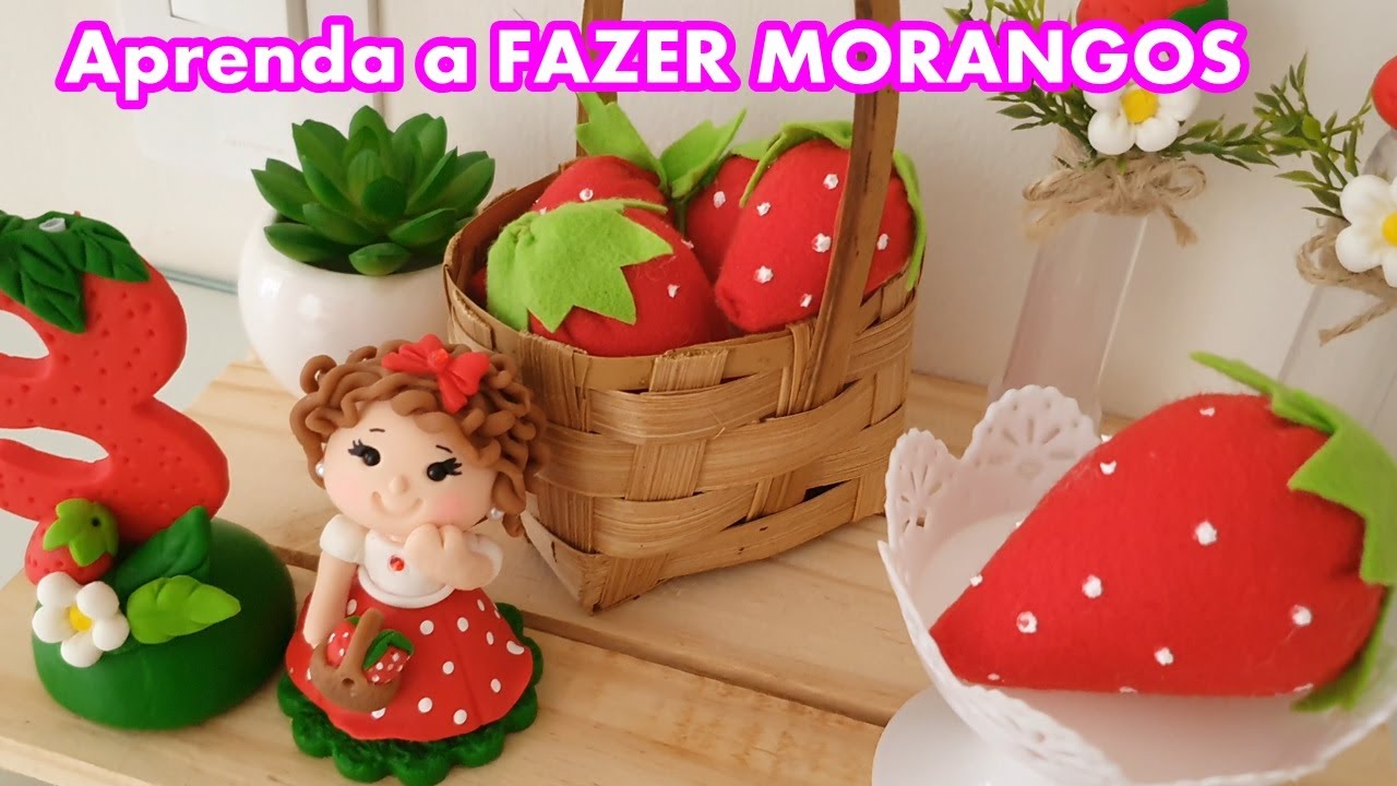 Como FAZER MORANGOS em tecido em feltro