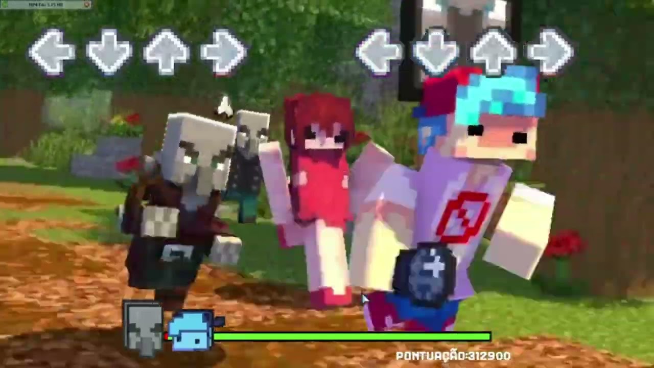 Eu fui parar no Minecraft  no Fnf oxi!:Fnf mob mod
