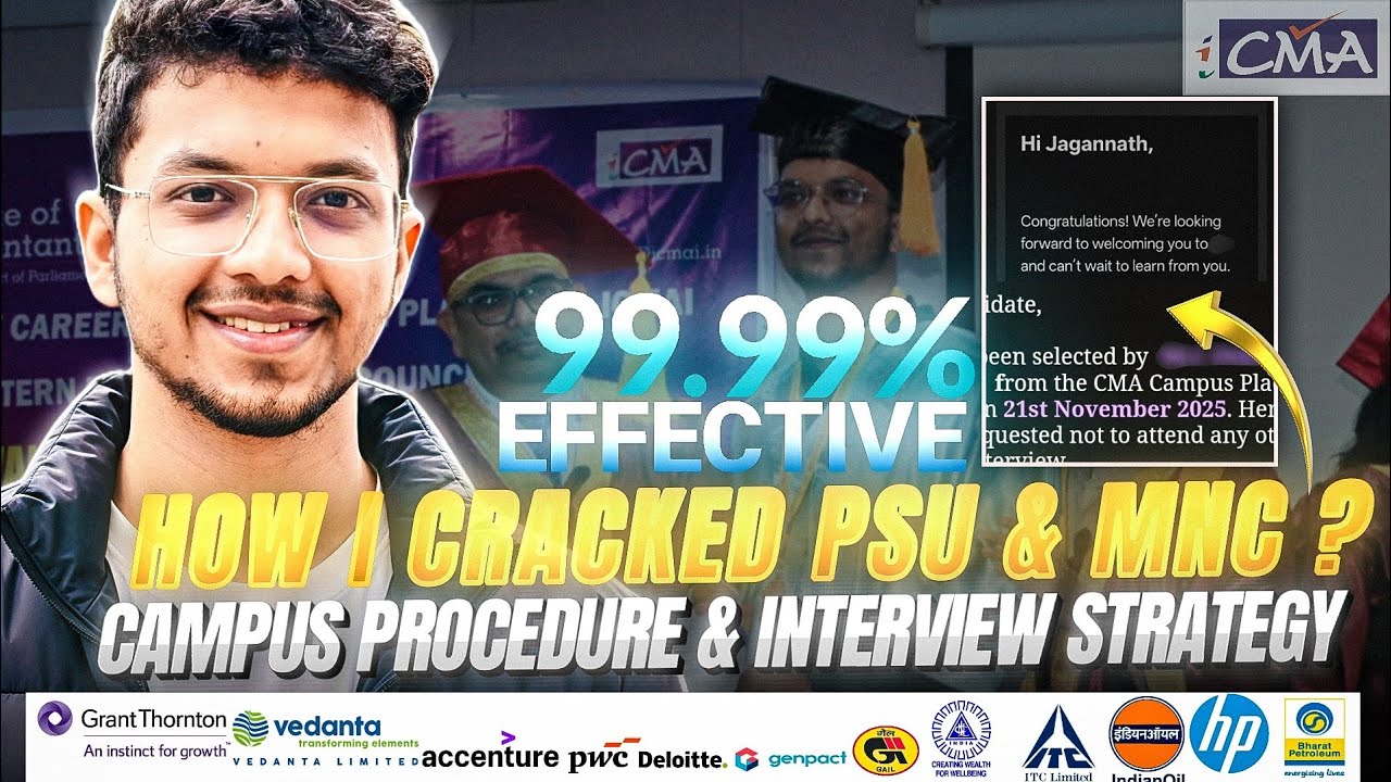 How I Cracked PSU & MNC in CMA Campus Placement | CMA Interview Strategy & Procedure | CMA Lakshya 