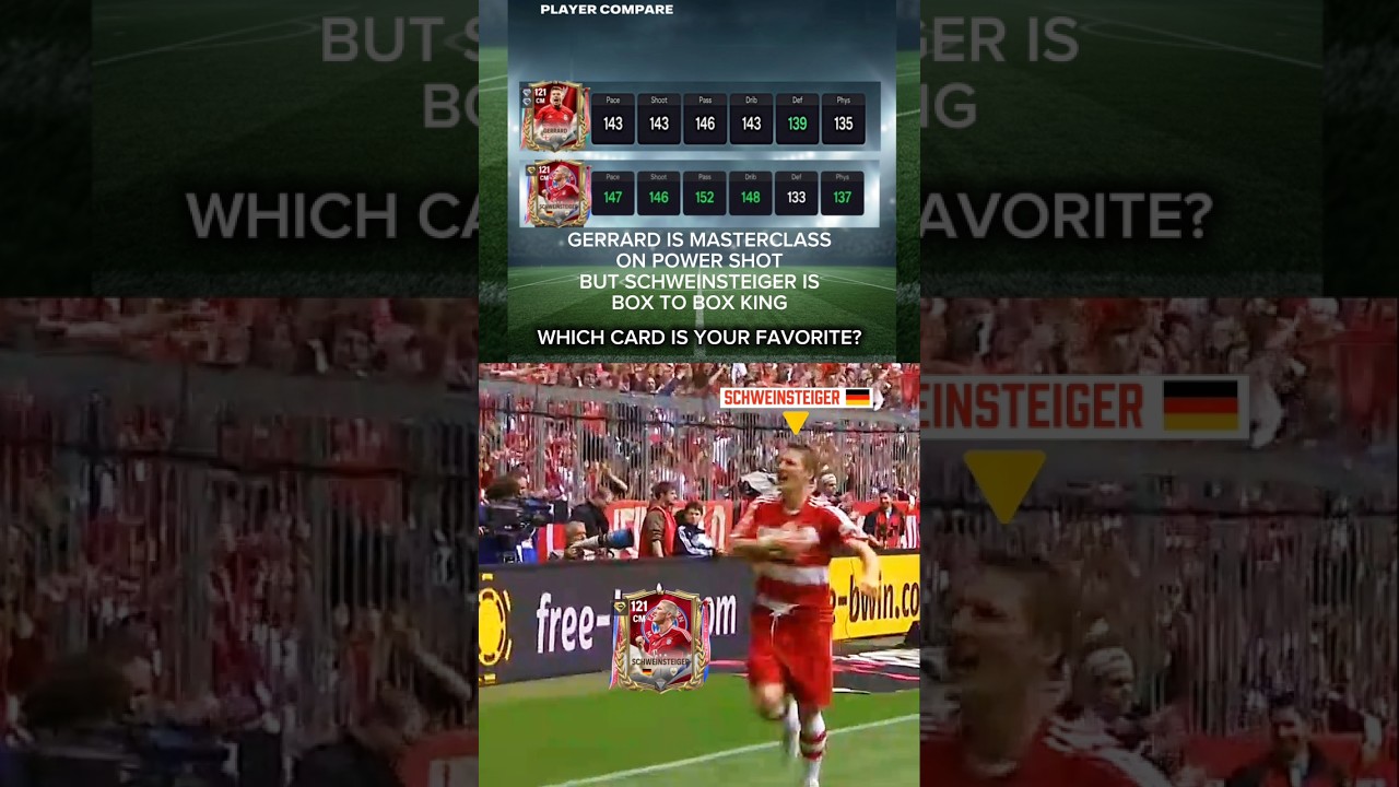 121 GERRARD VS 121 SCHWEINSTEIGER 🏴󠁧󠁢󠁥󠁮󠁧󠁿🇩🇪 POWER SHOT VS BOX-TO-BOX CM #fcmobile