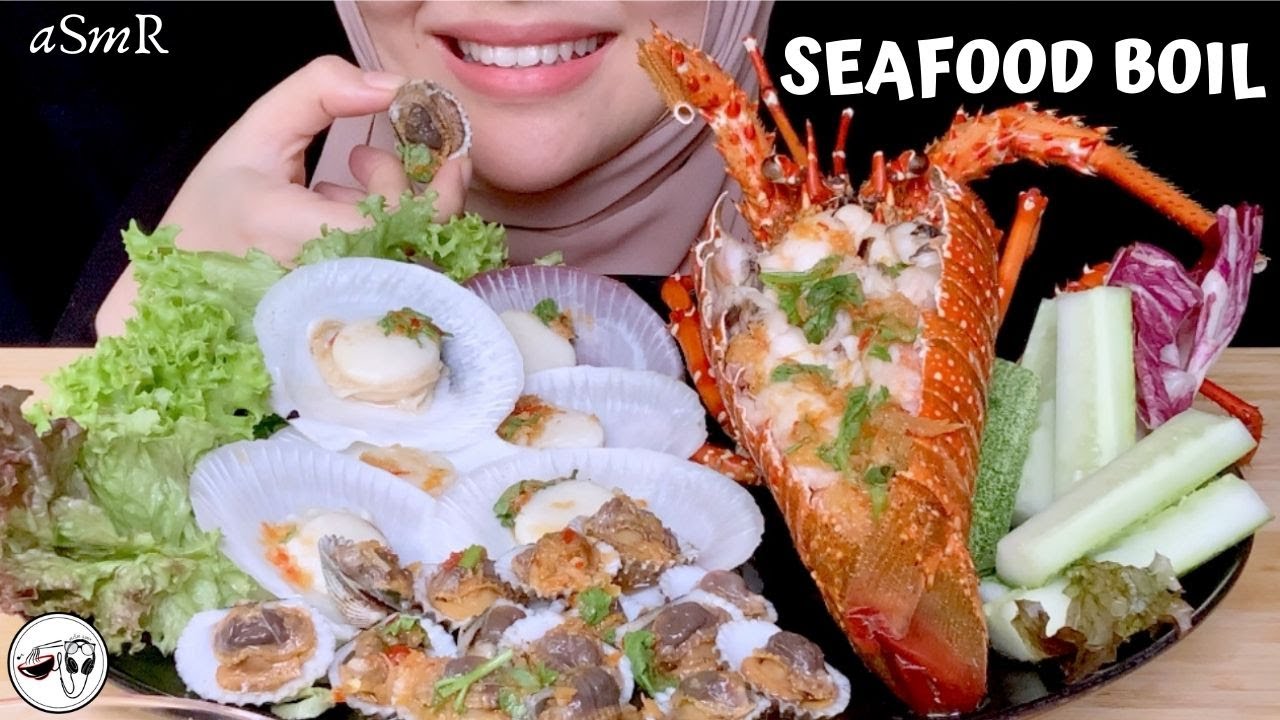 ASMR | SEAFOOD BOIL | LOBSTER + SCALLOPS + COCKLES | Eating Sounds | No Talking