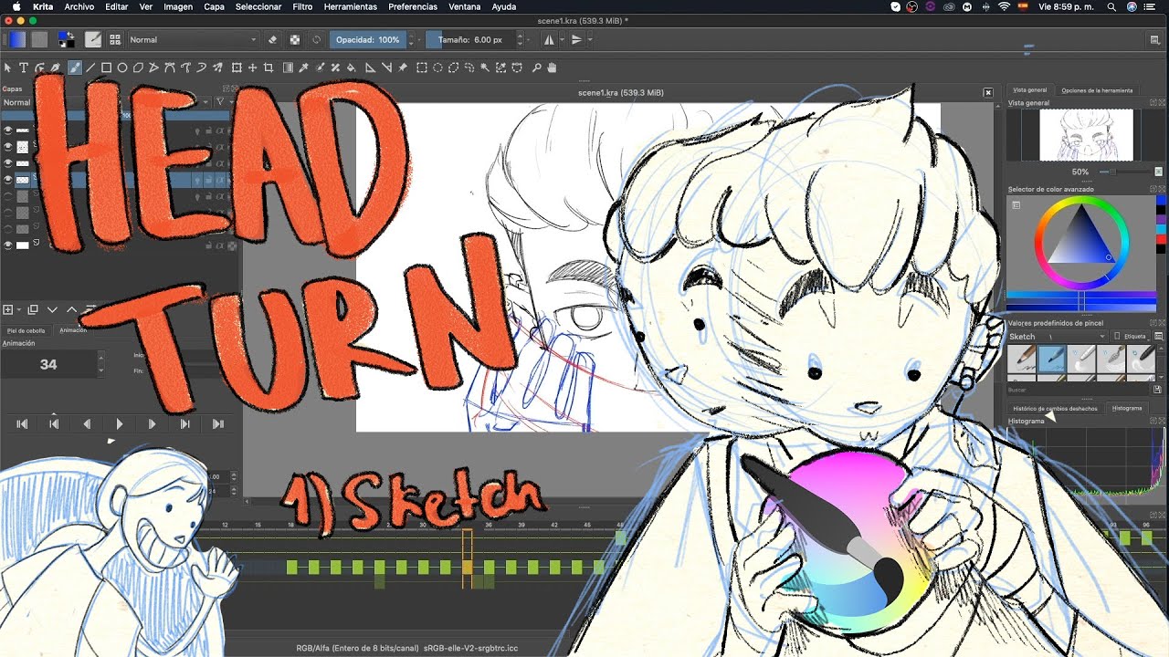 SPEED ANIMATION HEAD TURN 1: Krita Sketch