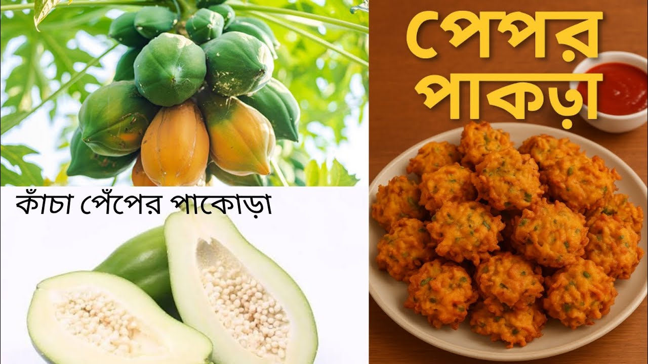 পেপের পাকড়া রেসিপি | কাঁচা পেঁপের পাকোড়া | সহজে মচমচে পাকড়া বানানোর রেসিপি