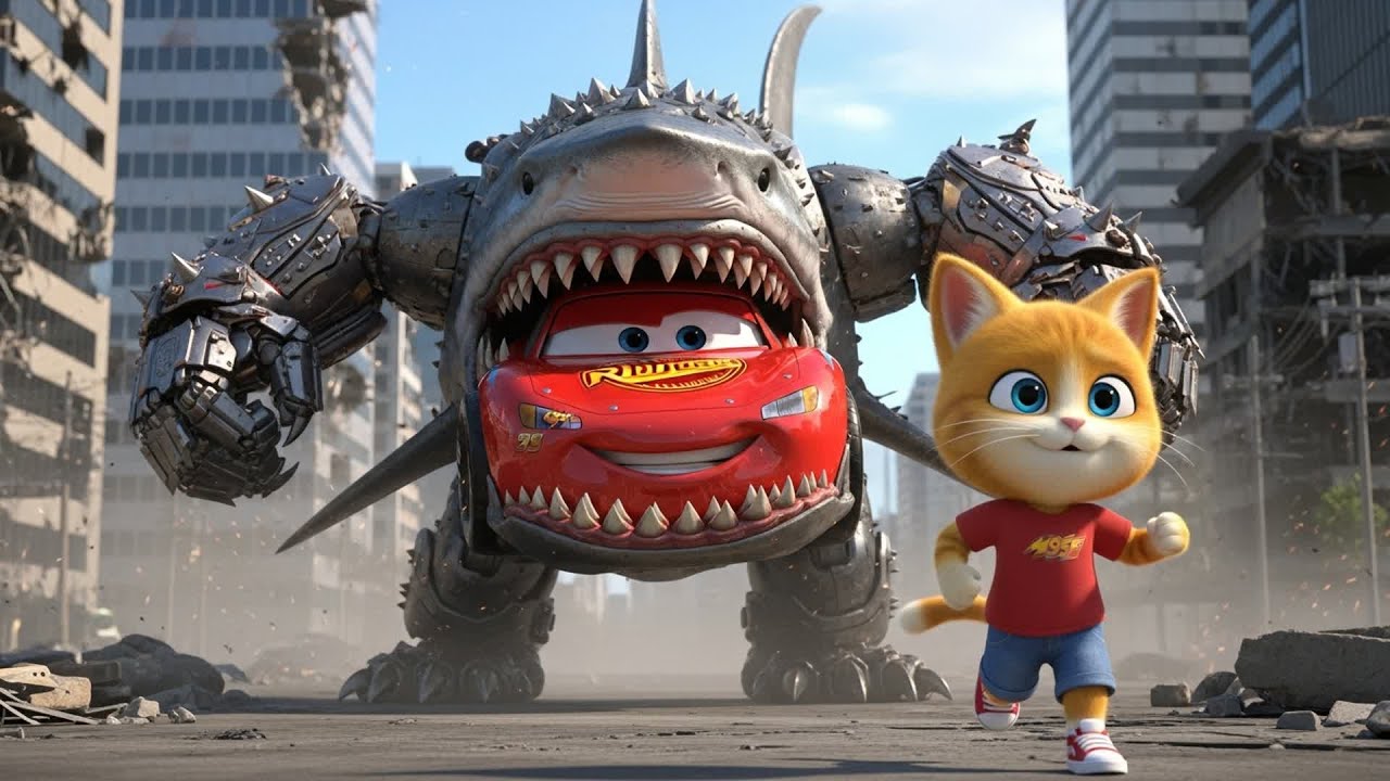 McQueen Transforms into a Shark Monster! CAT's Epic Rescue Mission 🚗➡️🦈 | CAT RACING