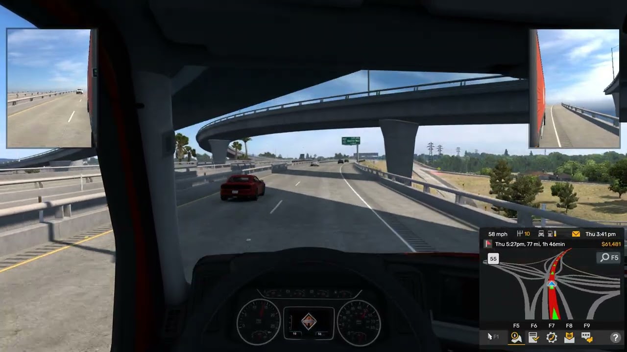 American Truck Simulator Redding California to Modesto California. Doing quick jobs. Beautiful drive