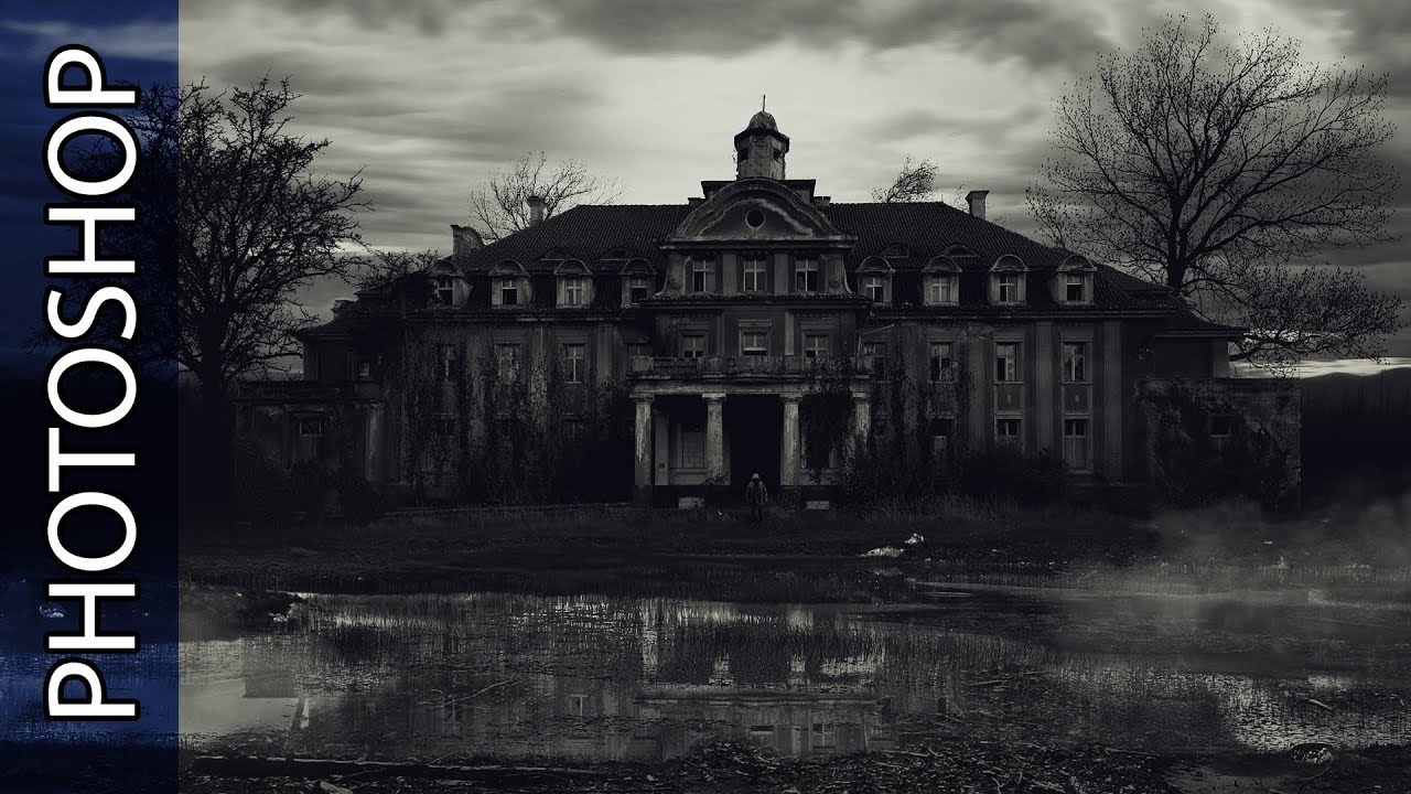 Photoshop - The Horror House 4k - Photo Manipulation Speed Painting