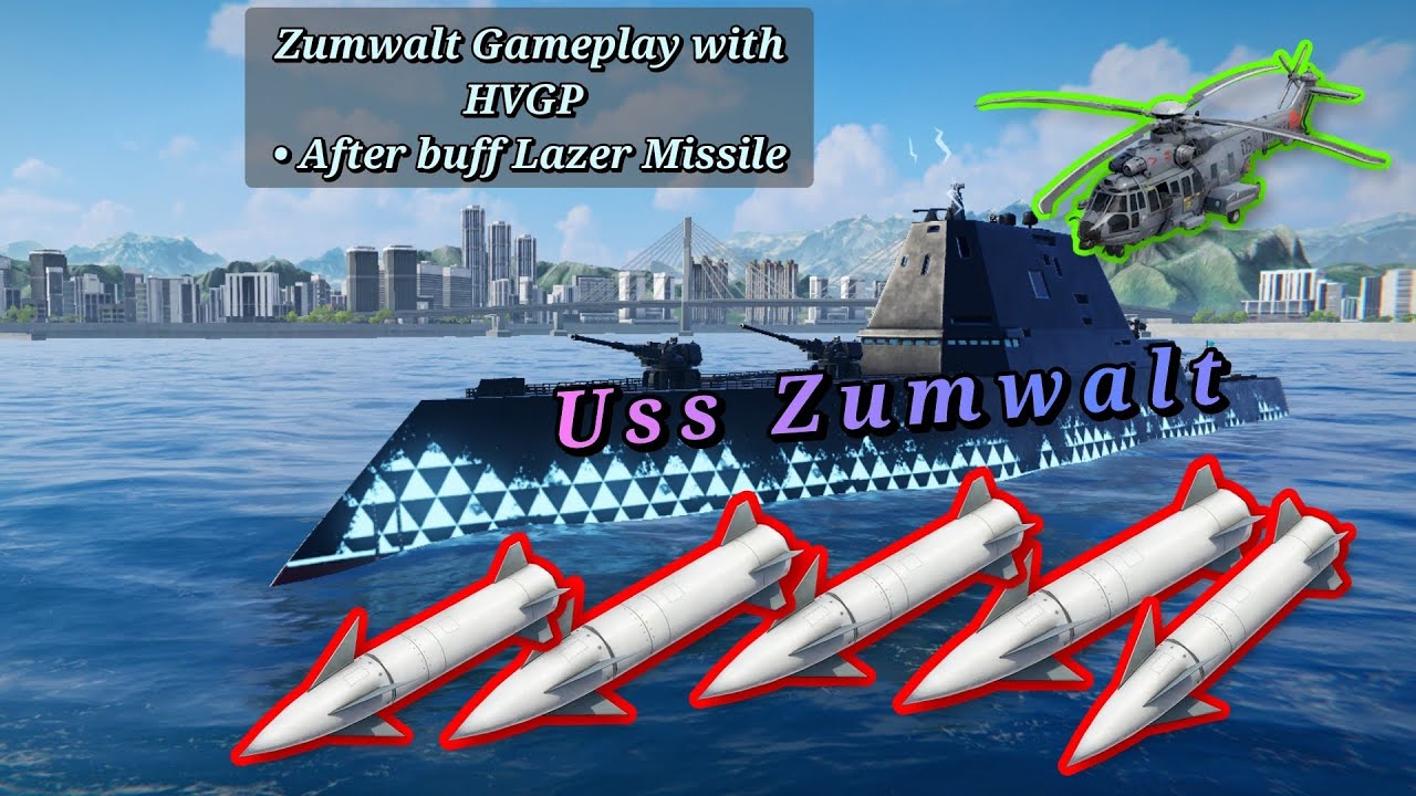 Uss Zumwalt Gameplay with HVGP ☠️ - After buff Laser Missile 😶‍🌫️ Modern Warships 