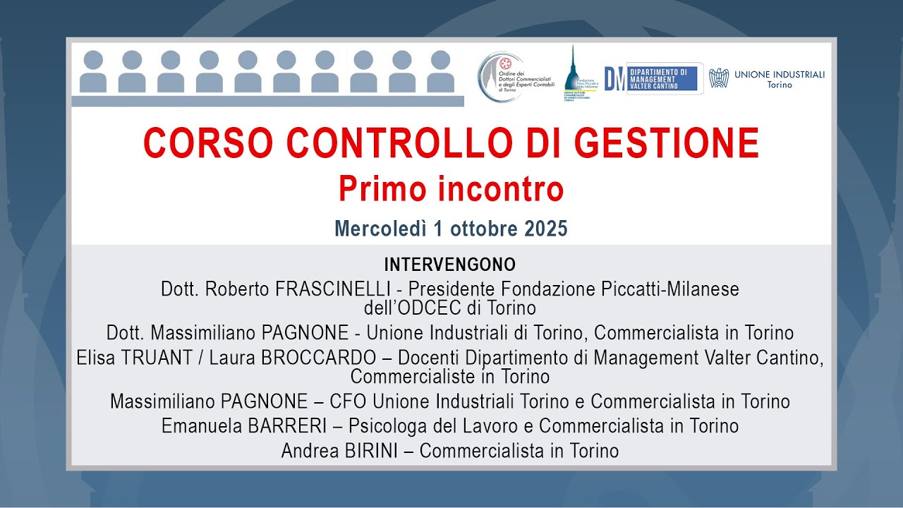 Corso Controllo di gestione - Primo incontro