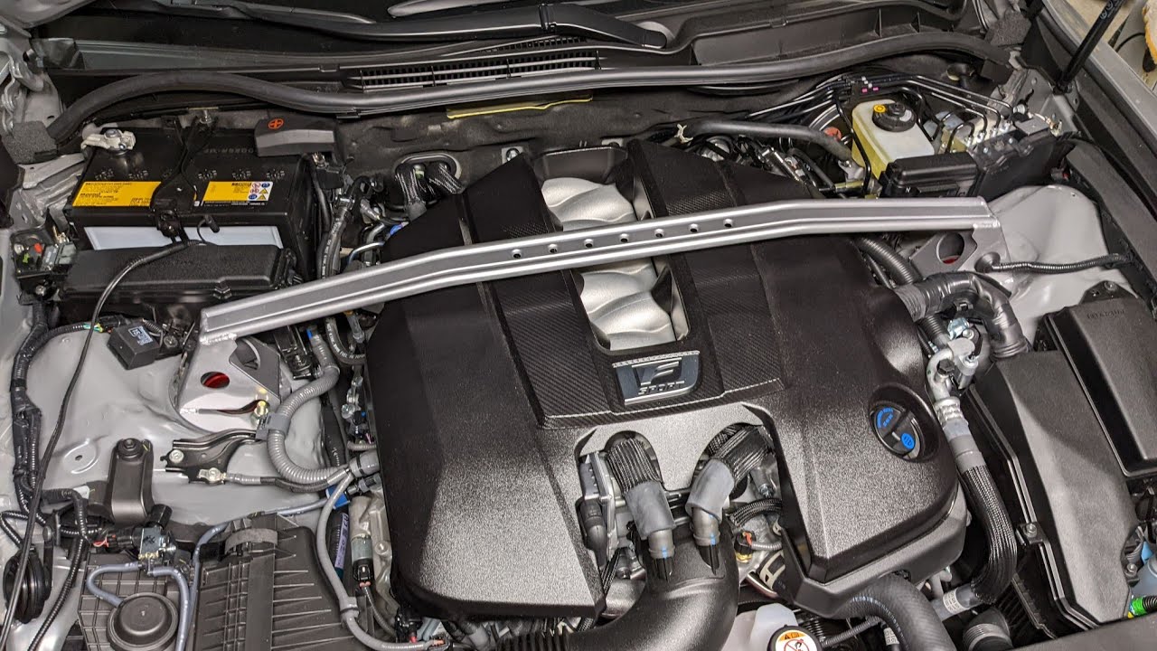 TOMs Racing Front Strut Bar Installed // Lexus IS500
