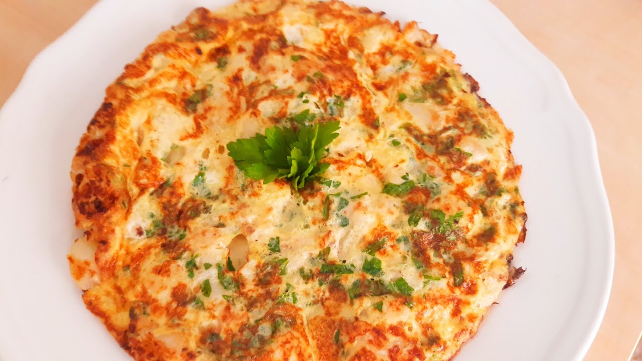 Omelette au chou-fleur facile et légère 😋 | Recette rapide et délicieuse”