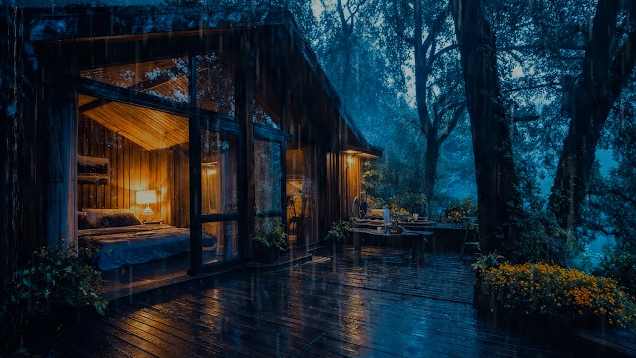 The Best Rainfall for Good Sleep & Relaxation in a Forest Cabin 🌲