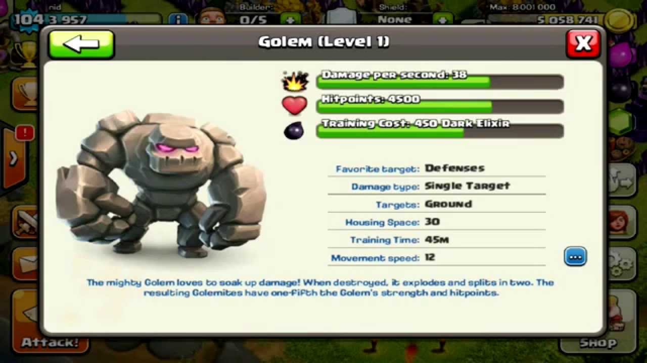 nid | Clash of clans | №8. Голем (Golem). Краткий обзор.